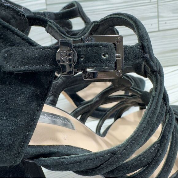 $250 BCBGMAXAZRIA “JEB” SUEDE LEATHER STRAPPY CAGED PUMP HEEL 8 NWT COCKTAIL - Picture 8 of 15
